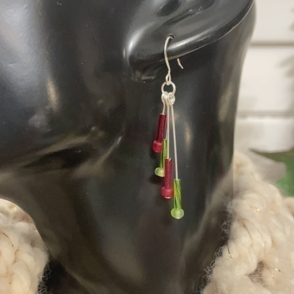 $10 SALE Handmade Red & Green Sparkler Firework Earrings Fun Whimsical Holiday